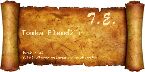 Tomka Elemér névjegykártya